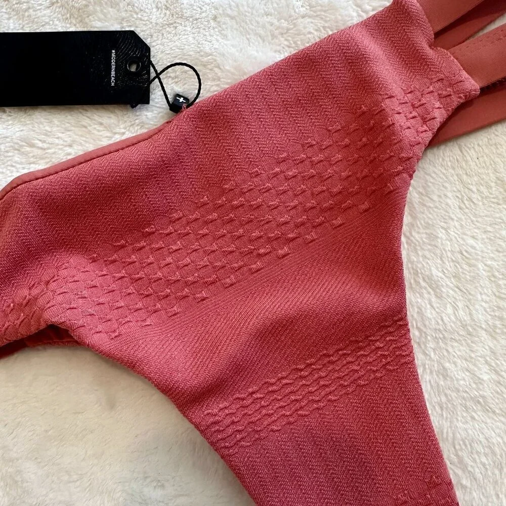 NWT Tavik Chloe Mini Cutout Swim Bottom in Textured Rose - Small